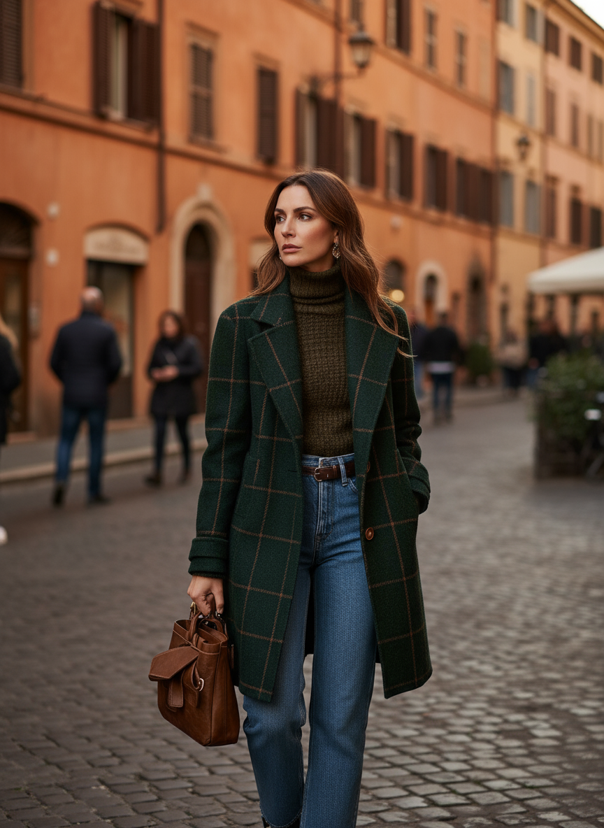 Lurette™ | Manteau Classique à Carreaux – Élégance Intemporelle