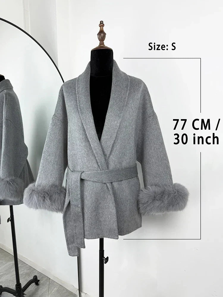 Aurore™ | Élégant manteau en laine avec col en fourrure