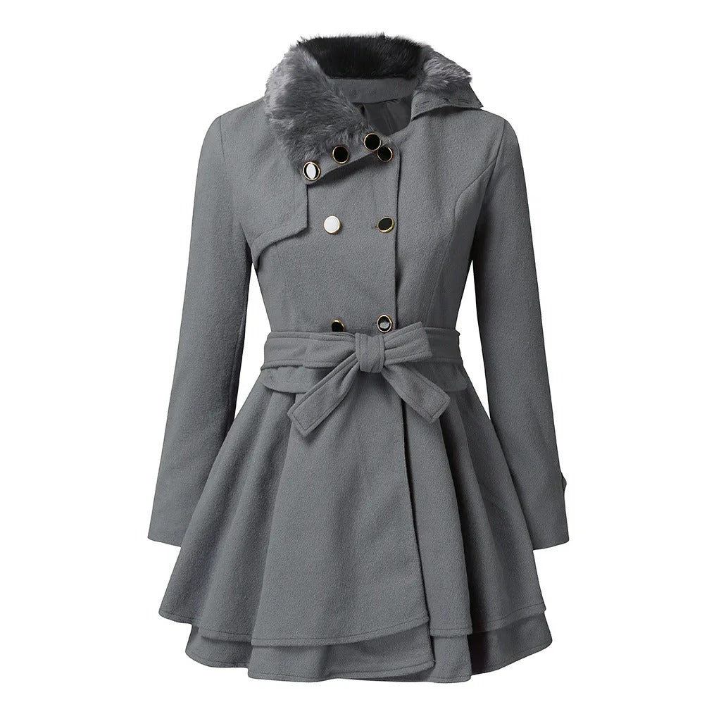 Lucie™ | Trench-coat élégant avec fourrure végane