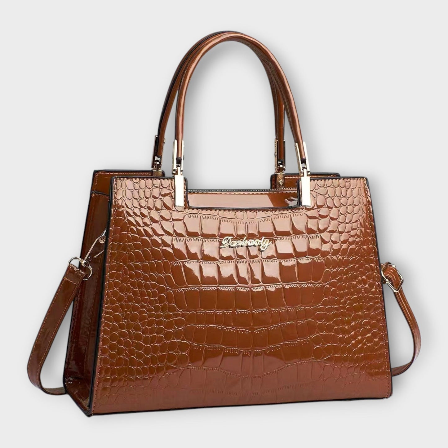 Madison - Sac à main en cuir crocodile brillant