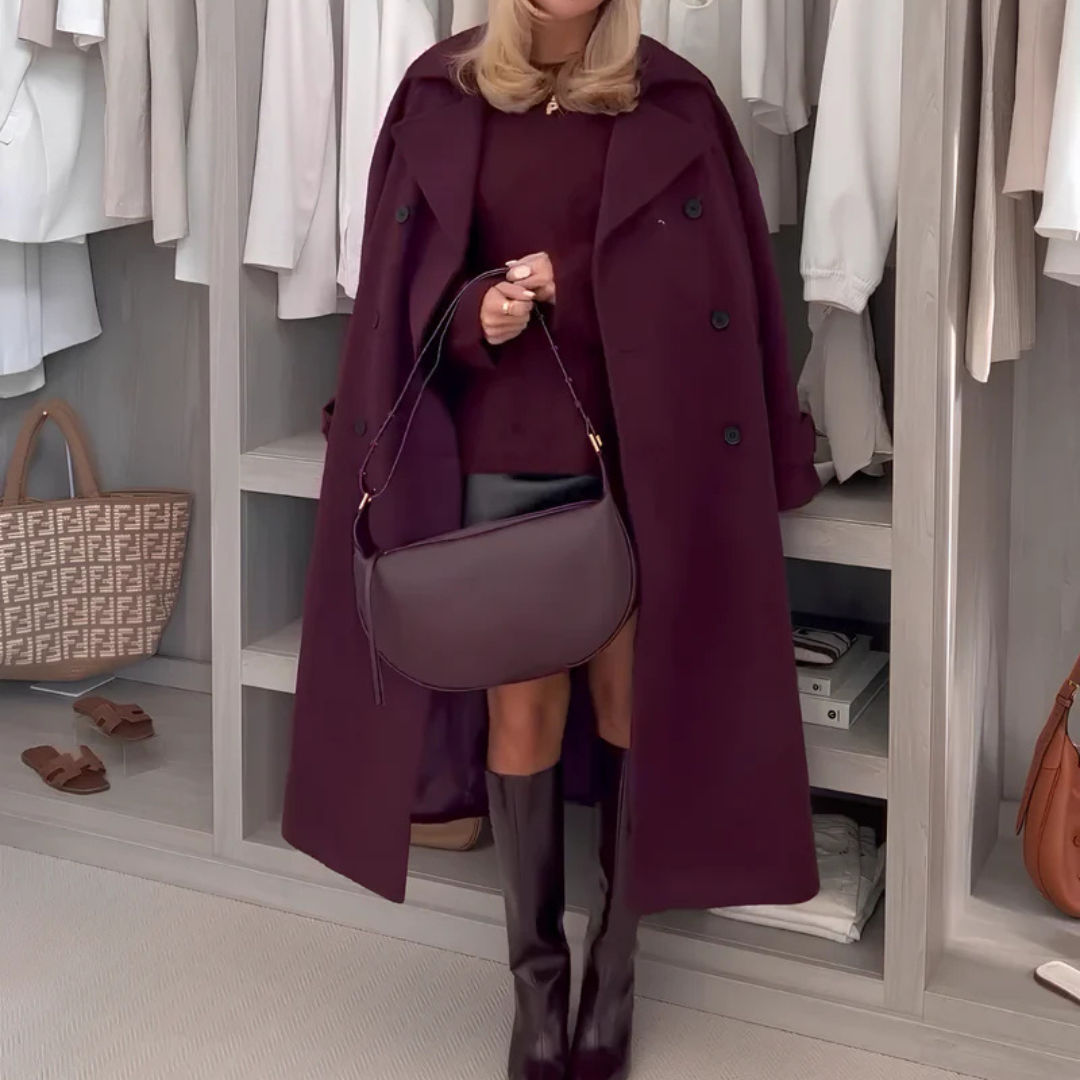 Merone™ | Élégant Manteau Classique Rouge Vin