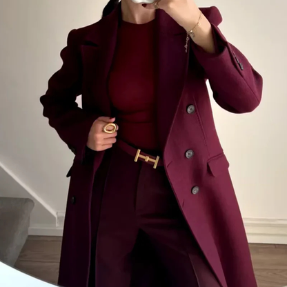 Merone™ | Élégant Manteau Classique Rouge Vin