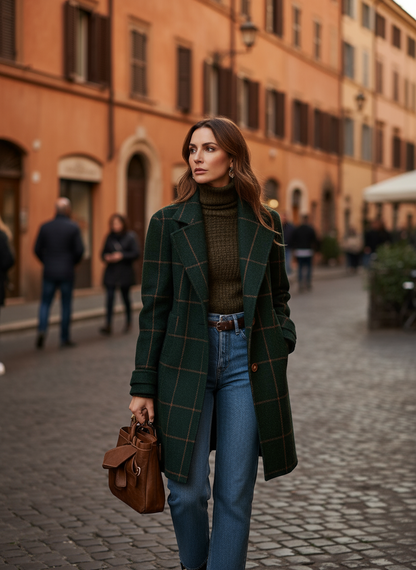 Lurette™ | Manteau Classique à Carreaux – Élégance Intemporelle