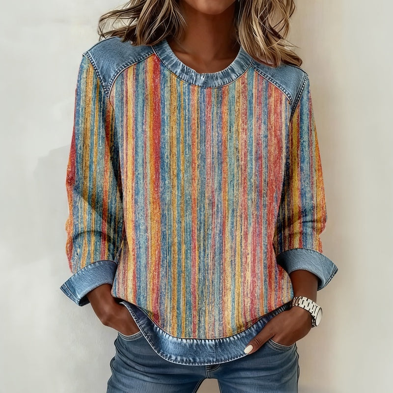Brisavienne - Blouse À Rayures Colorées