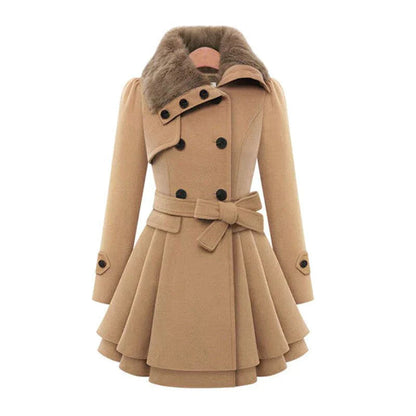 Lucie™ | Trench-coat élégant avec fourrure végane