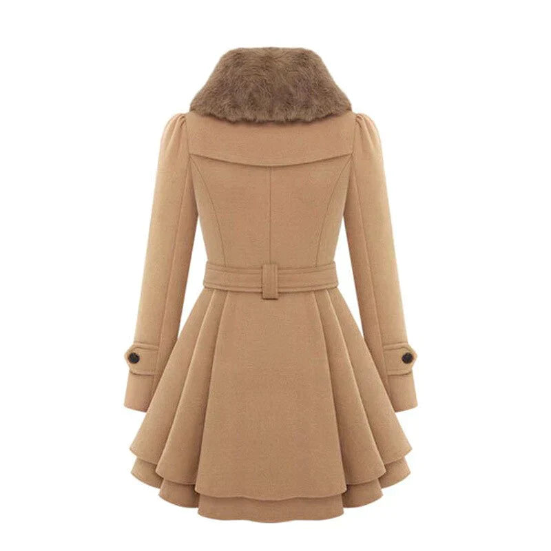 Lucie™ | Trench-coat élégant avec fourrure végane