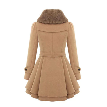 Lucie™ | Trench-coat élégant avec fourrure végane