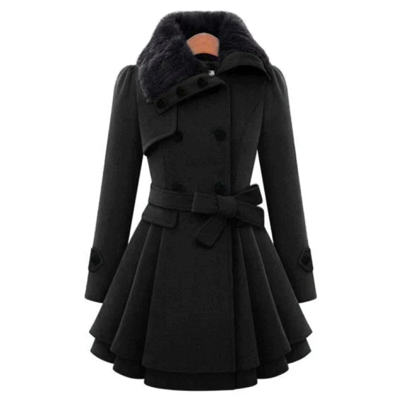 Lucie™ | Trench-coat élégant avec fourrure végane