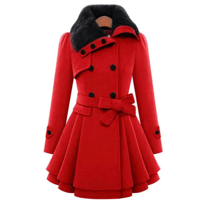 Lucie™ | Trench-coat élégant avec fourrure végane