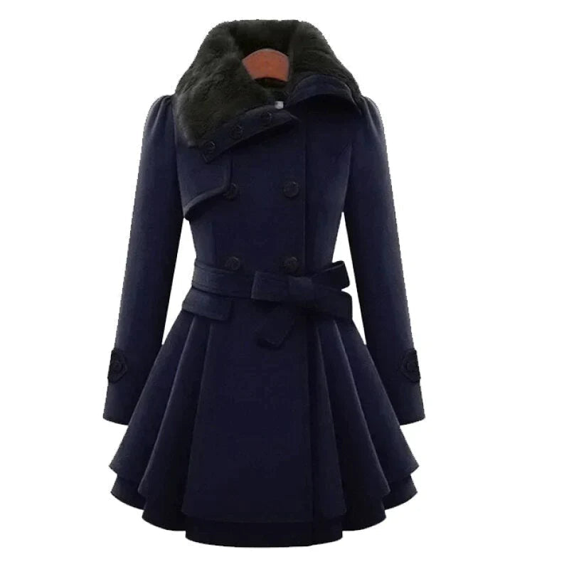 Lucie™ | Trench-coat élégant avec fourrure végane