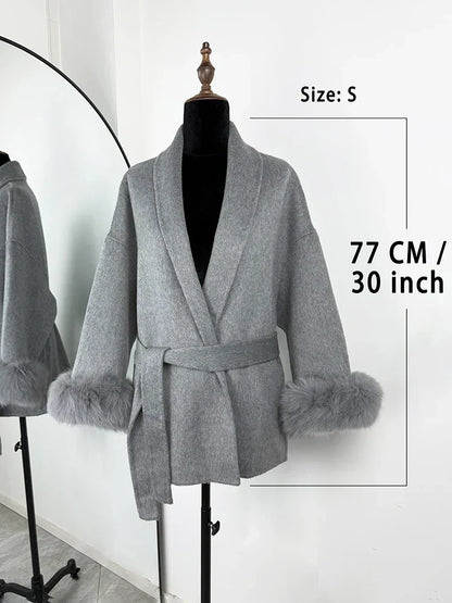 Aurore™ | Élégant manteau en laine avec col en fourrure