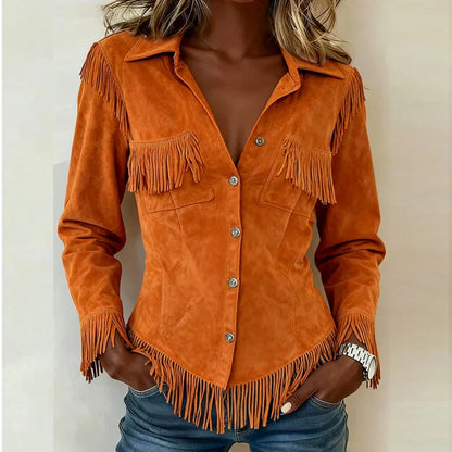 Faylarisse - Blouse Bohème Suédée à Franges