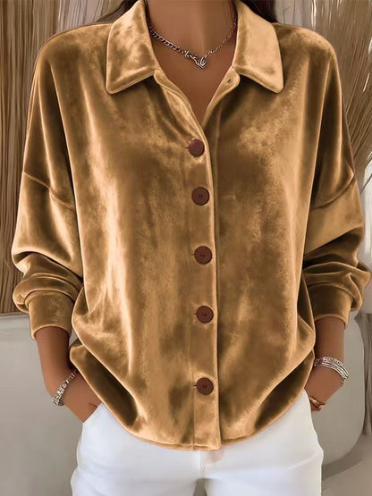 Navyne - Blouse en Velours Élégante à Boutons