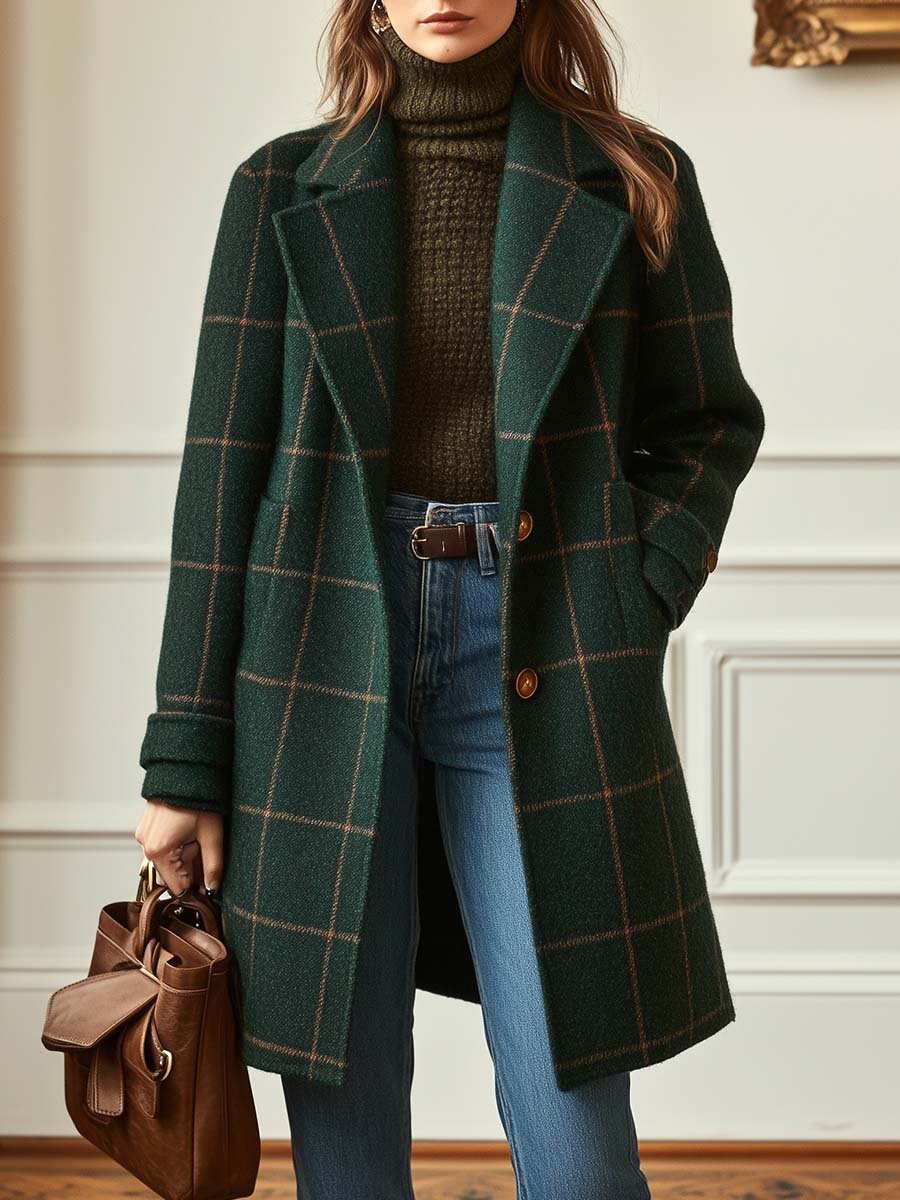 Lurette™ | Manteau Classique à Carreaux – Élégance Intemporelle