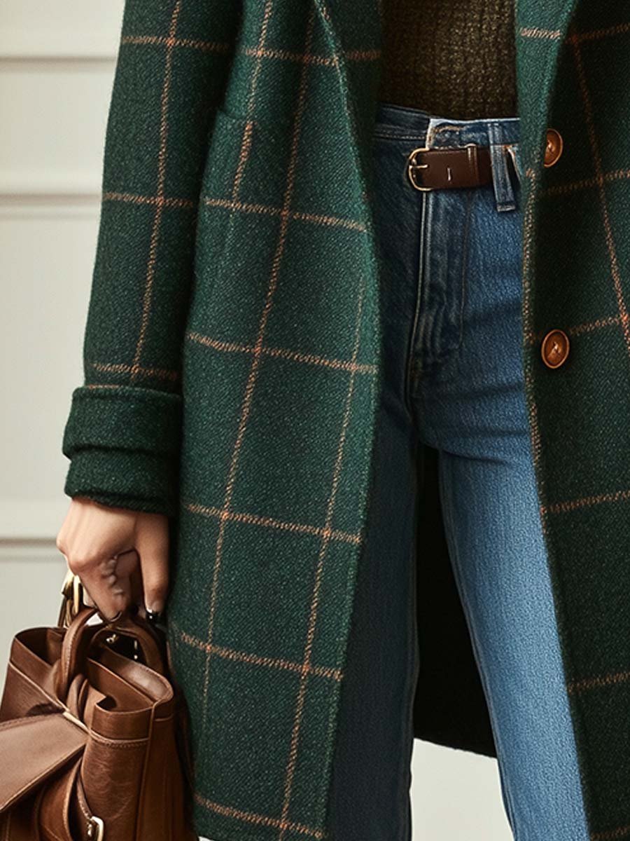 Lurette™ | Manteau Classique à Carreaux – Élégance Intemporelle